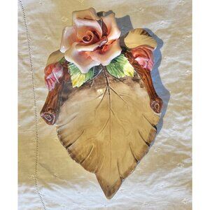 Vintage Capodimonte Floral & Leaf Ceramic Dish 10.75" X 9" X 3" Handcrafted Ital